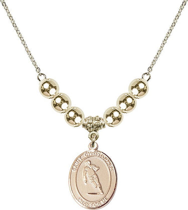 Saint Christopher Crystal Necklace | 3/4 inch | 6mm Beads _x0014_ 14kt Gold Filled