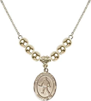 Saint Christopher Crystal Necklace | 3/4 inch | 6mm Beads _x0014_ 14kt Gold Filled