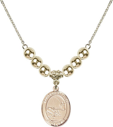 Saint Christopher Crystal Necklace | 3/4 inch | 6mm Beads _x0014_ 14kt Gold Filled