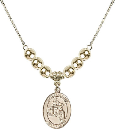 Saint Sebastian Crystal Necklace | 3/4 inch | 6mm Beads _x0014_ 14kt Gold Filled