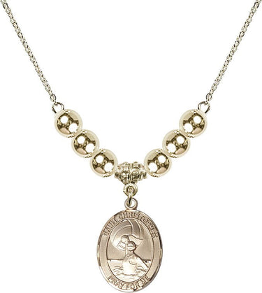 Saint Christopher Crystal Necklace | 3/4 inch | 6mm Beads _x0014_ 14kt Gold Filled