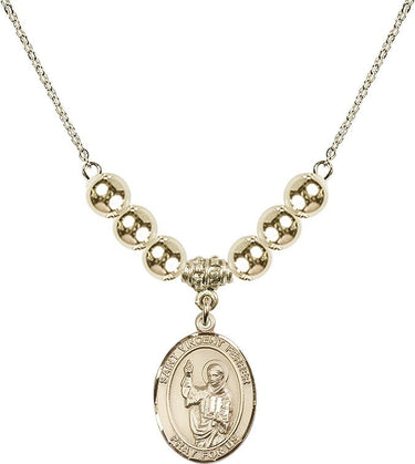 Saint Vincent Ferrer Crystal Necklace | 3/4 inch | 6mm Beads _x0014_ 14kt Gold Filled
