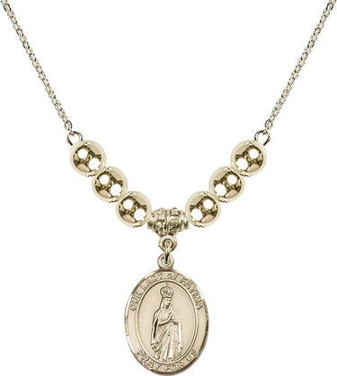 Our Lady of Fatima Crystal Necklace | 3/4 inch | 6mm Beads _x0014_ 14kt Gold Filled