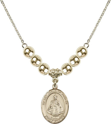 Infant of Prague Crystal Necklace | 3/4 inch | 6mm Beads _x0014_ 14kt Gold Filled