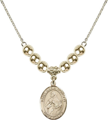 Saint Maria Goretti Crystal Necklace | 3/4 inch | 6mm Beads _x0014_ 14kt Gold Filled