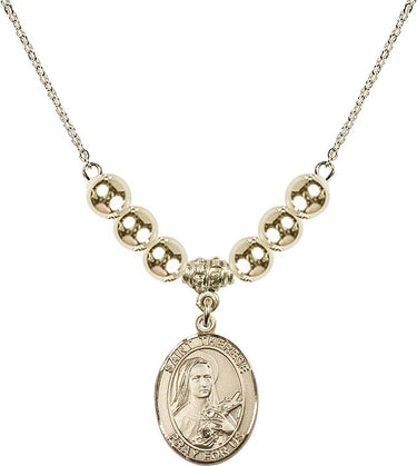 Saint Therese of Lisieux Crystal Necklace | 3/4 inch | 6mm Beads _x0014_ 14kt Gold Filled