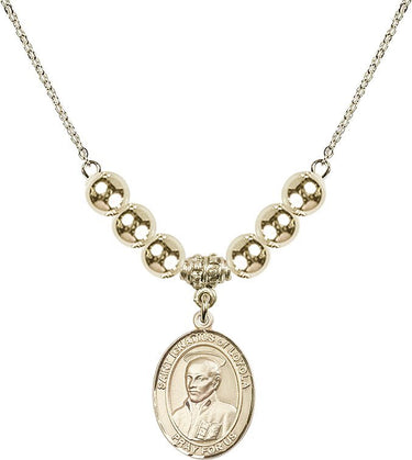 Saint Ignatius of Loyola Crystal Necklace | 3/4 inch | 6mm Beads _x0014_ 14kt Gold Filled