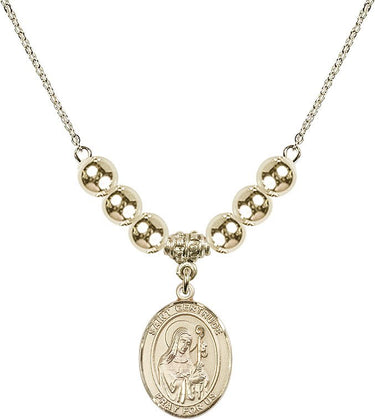Saint Gertrude of Nivelles Crystal Necklace | 3/4 inch | 6mm Beads _x0014_ 14kt Gold Filled