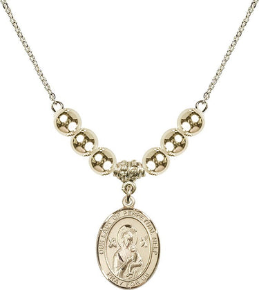 Our Lady of Perpetual Help Crystal Necklace | 3/4 inch | 6mm Beads _x0014_ 14kt Gold Filled