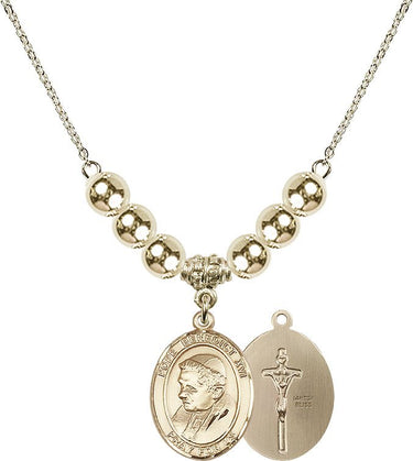 Pope Emeritace Benedict XVI Crystal Necklace | 3/4 inch | 6mm Beads _x0014_ 14kt Gold Filled