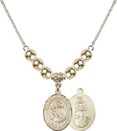 Our Lady of Mount Carmel Crystal Necklace | 3/4 inch | 6mm Beads _x0014_ 14kt Gold Filled