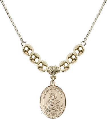 Saint Christian Demosthenes Crystal Necklace | 3/4 inch | 6mm Beads _x0014_ 14kt Gold Filled