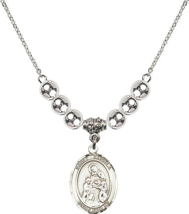 Saint Angela Merici Crystal Necklace | 3/4 inch | 6mm Beads _x0014_ Sterling Silver