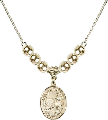 Our Lady of Lourdes Crystal Necklace | 3/4 inch | 6mm Beads _x0014_ 14kt Gold Filled