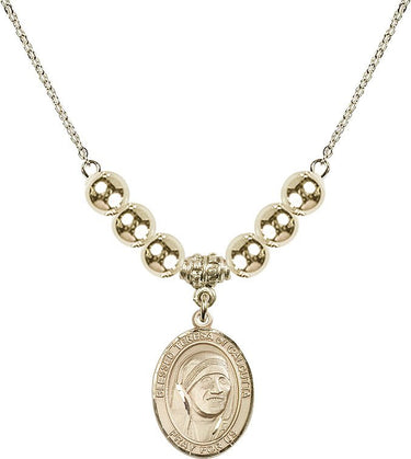 Saint Teresa of Calcutta Crystal Necklace | 3/4 inch | 6mm Beads _x0014_ 14kt Gold Filled