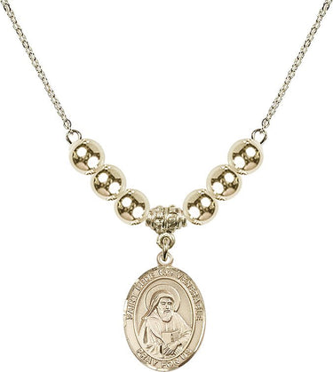 Saint Bede the Venerable Crystal Necklace | 3/4 inch | 6mm Beads _x0014_ 14kt Gold Filled