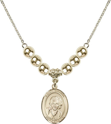 Saint Gianna Beretta Molla Crystal Necklace | 3/4 inch | 6mm Beads _x0014_ 14kt Gold Filled