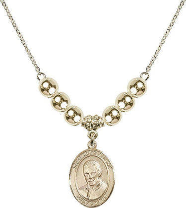 Saint Luigi Orione Crystal Necklace | 3/4 inch | 6mm Beads _x0014_ 14kt Gold Filled