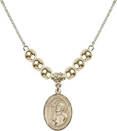 Saint Rene Goupil Crystal Necklace | 3/4 inch | 6mm Beads _x0014_ 14kt Gold Filled