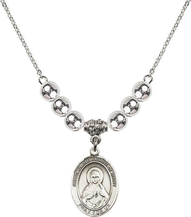 Immaculate Heart of Mary Crystal Necklace | 3/4 inch | 6mm Beads _x0014_ Sterling Silver