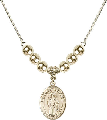 Saint Thomas A Becket Crystal Necklace | 3/4 inch | 6mm Beads _x0014_ 14kt Gold Filled