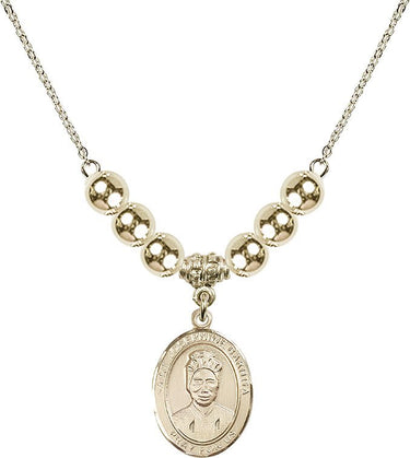 Saint Josephine Bakhita Crystal Necklace | 3/4 inch | 6mm Beads _x0014_ 14kt Gold Filled