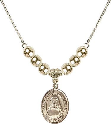 Saint Pauline Visintainer Crystal Necklace | 3/4 inch | 6mm Beads _x0014_ 14kt Gold Filled