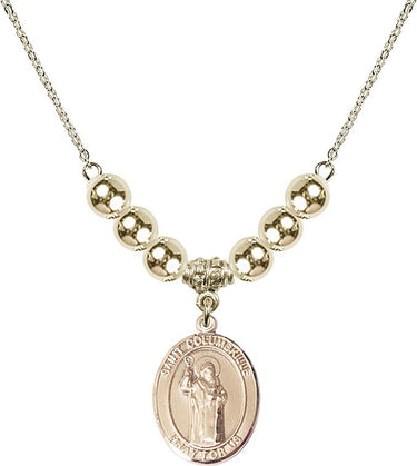 Saint Columbkille Crystal Necklace | 3/4 inch | 6mm Beads _x0014_ 14kt Gold Filled