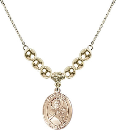 Saint Viator of Bergamo Crystal Necklace | 3/4 inch | 6mm Beads _x0014_ 14kt Gold Filled