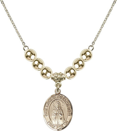 Our Lady of Rosa Mystica Crystal Necklace | 3/4 inch | 6mm Beads _x0014_ 14kt Gold Filled