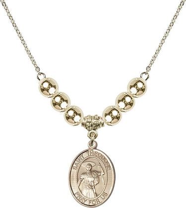 Saint Theodore Stratelates Crystal Necklace | 3/4 inch | 6mm Beads _x0014_ 14kt Gold Filled