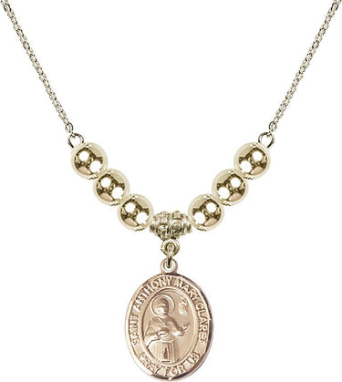 Saint Anthony Mary Claret Crystal Necklace | 3/4 inch | 6mm Beads _x0014_ 14kt Gold Filled