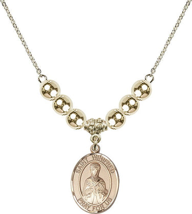 Saint Winifred of Wales Crystal Necklace | 3/4 inch | 6mm Beads _x0014_ 14kt Gold Filled