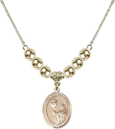 Saint Margaret Mary Alacoque Crystal Necklace | 3/4 inch | 6mm Beads _x0014_ 14kt Gold Filled