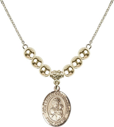 Our Lady of Czestochowa Crystal Necklace | 3/4 inch | 6mm Beads _x0014_ 14kt Gold Filled