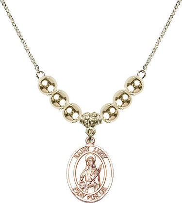Saint Lucy Crystal Necklace | 3/4 inch | 6mm Beads _x0014_ 14kt Gold Filled