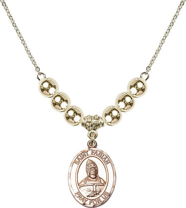 Saint Fabian Crystal Necklace | 3/4 inch | 6mm Beads _x0014_ 14kt Gold Filled