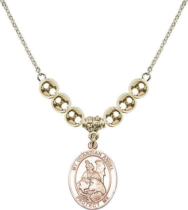 Guardian Angel Crystal Necklace | 3/4 inch | 6mm Beads _x0014_ 14kt Gold Filled