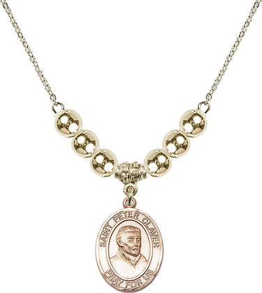 Saint Peter Claver Crystal Necklace | 3/4 inch | 6mm Beads _x0014_ 14kt Gold Filled