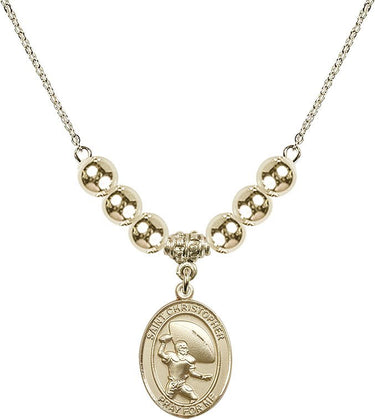 Saint Christopher Crystal Necklace | 3/4 inch | 6mm Beads _x0014_ 14kt Gold Filled