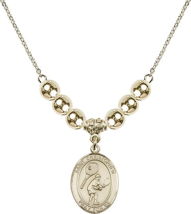 Saint Christopher Crystal Necklace | 3/4 inch | 6mm Beads _x0014_ 14kt Gold Filled