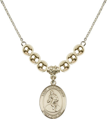 Saint Christopher Crystal Necklace | 3/4 inch | 6mm Beads _x0014_ 14kt Gold Filled