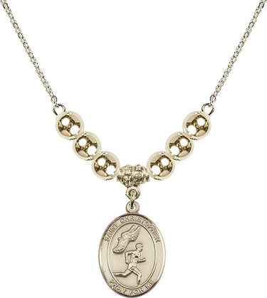 Saint Christopher Crystal Necklace | 3/4 inch | 6mm Beads _x0014_ 14kt Gold Filled