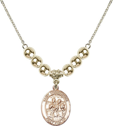 Saint Christopher Crystal Necklace | 3/4 inch | 6mm Beads _x0014_ 14kt Gold Filled