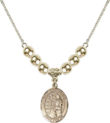 Saint Christopher Crystal Necklace | 3/4 inch | 6mm Beads _x0014_ 14kt Gold Filled
