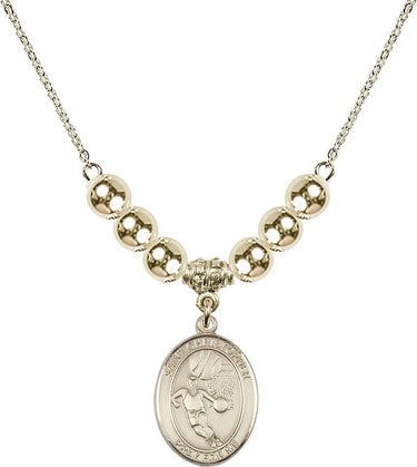 Saint Sebastian Crystal Necklace | 3/4 inch | 6mm Beads _x0014_ 14kt Gold Filled