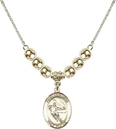 Saint Sebastian Crystal Necklace | 3/4 inch | 6mm Beads _x0014_ 14kt Gold Filled