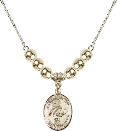 Saint Sebastian Crystal Necklace | 3/4 inch | 6mm Beads _x0014_ 14kt Gold Filled