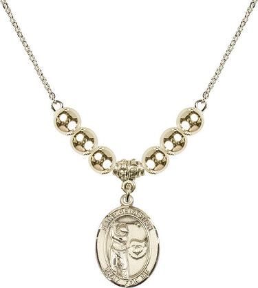Saint Sebastian Crystal Necklace | 3/4 inch | 6mm Beads _x0014_ 14kt Gold Filled