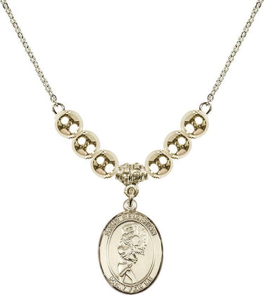 Saint Sebastian Crystal Necklace | 3/4 inch | 6mm Beads _x0014_ 14kt Gold Filled
